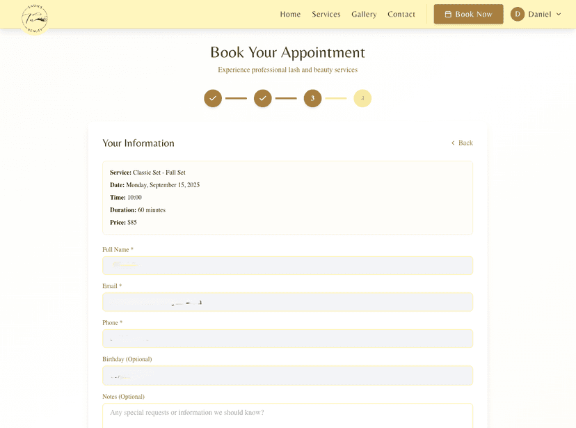 Booking confirmation